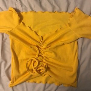 Off the shoulder long sleeve crop top